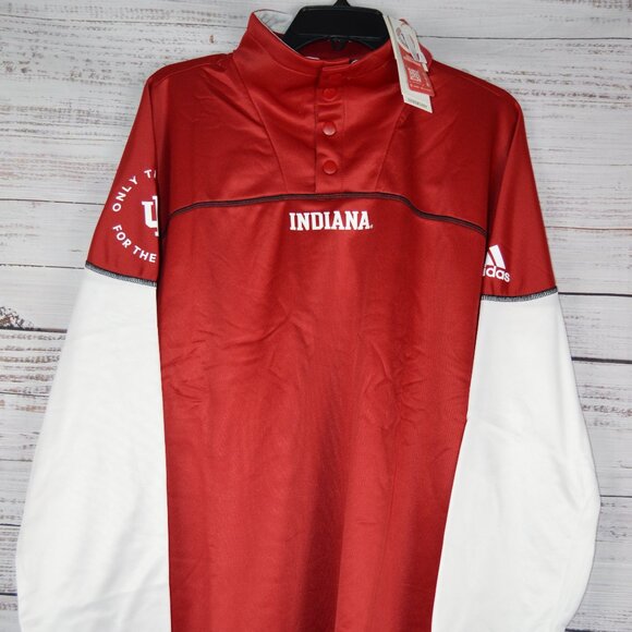 Adidas Aeroready L/S Collegiate Henley Snap Pullover Indiana Hoosiers Large NWT - Picture 1 of 16